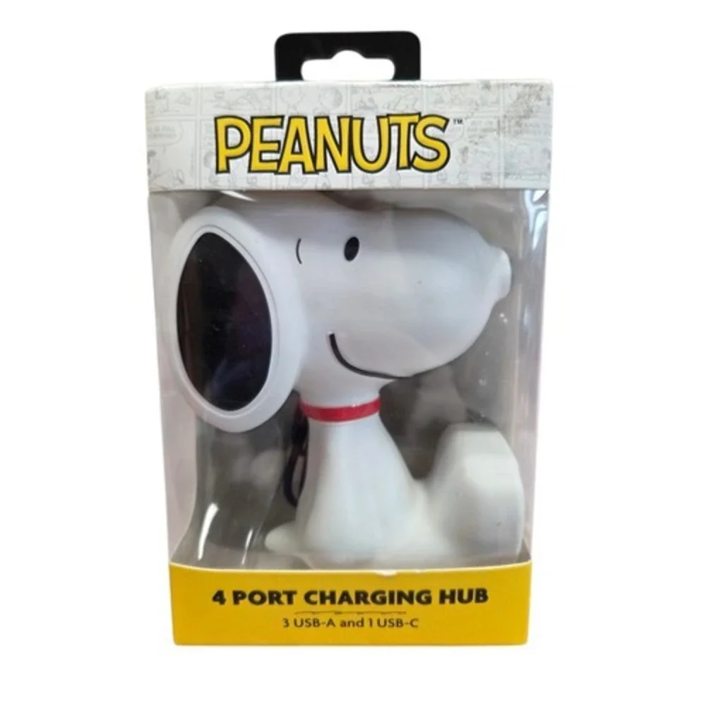 2025 Peanuts Snoopy 4-Port Charging Hub USB-A/USB-C Battery Data Transfer